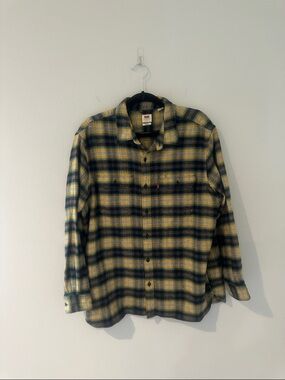 Levi's Black & Yellow Plaid Flannel Shirt Size Large